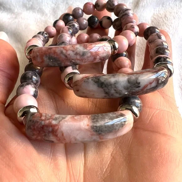 Dalmatian Jasper ID Mala Bead Bracelet - Picture 9 of 12